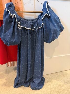 AUREUM Denim-Blue Off-Shoulder Dress